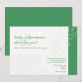 Elegante groene uitnodiging, Caroline Wedding Kaart (Voorkant / Achterkant)