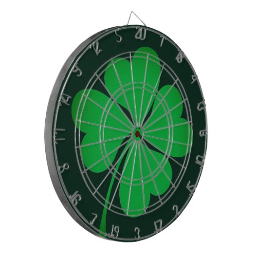 Elegante groene vier hart bladeren klaver shamrock dartbord (Voorkant Links)