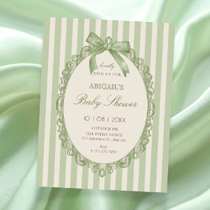 Elegante groene vintage strik zoete baby shower kaart