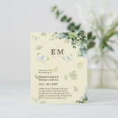 Elegante groene vlinders trouwkaarten (Staand voorkant)