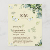 Elegante groene vlinders trouwkaarten (Voorkant)