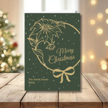 Elegante groene vrolijk kerstfeest poinsettia gevo