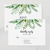 Elegante groene watercolor botanische trouw-RSVP Kaart (Voorkant / Achterkant)