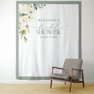 Elegante groene waterverf bloemenshower Fotocabine Wandkleed