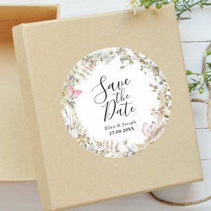 Elegante Groene Waterverf Bruiloft Save The Date Ronde Sticker