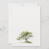 Elegante groene Waterverf eikenboom bruiloft Bedankkaart (Achterkant)