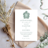 Elegante Groene Waterverf Tijdloze Monogram bruilo Kaart