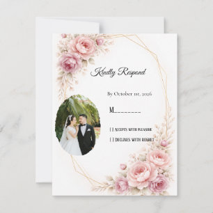 Elegante groene waterverf trouw RSVP kaart Notitiekaartje