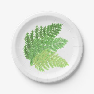 Elegante groene waterverf varens bos bladeren papieren bordje
