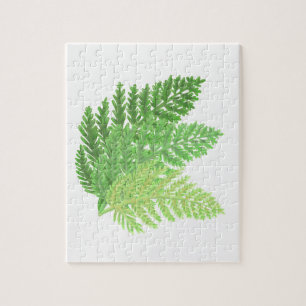 Elegante groene waterverf varens bosbladeren legpuzzel