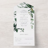 Elegante groene wedding all in one all in one all in one uitnodiging (Binnen)