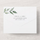 Elegante groene wedding all in one all in one all in one uitnodiging (Achterkant)