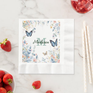 elegante Groene Wilde Bloem Boho Monogram In Bloei Servet