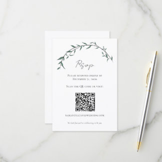 Elegante Groene Wilgenboog Huwelijks-QR-RSVP-kaart RSVP Kaartje