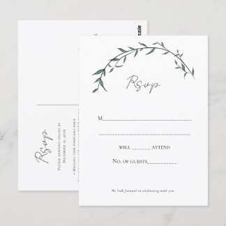 Elegante Groene Wilgenboog Huwelijks RSVP-ansichtk Briefkaart