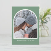 Elegante groene winter botanische krans bruiloft save the date (Staand voorkant)