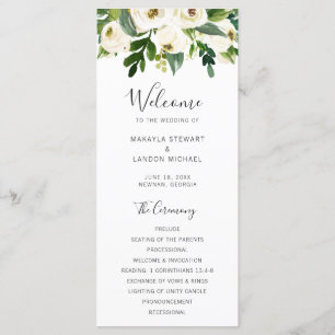 Elegante groene witte bloemen bruiloft programma