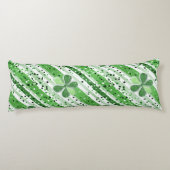 Elegante groene witte strepen Klaver Glitter Lichaamskussen (Achterkant)