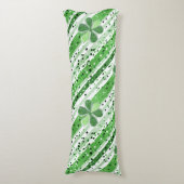 Elegante groene witte strepen Klaver Glitter Lichaamskussen (Voorkant Verticaal)