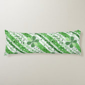Elegante groene witte strepen Klaver Glitter Lichaamskussen (Voorkant)
