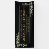 Elegante groene zwarte en gouden afstuderen spandoek (Verticaal)