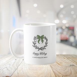 Elegante groene zwarte krans Kerstvakantie Koffiemok