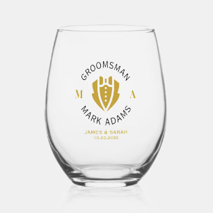 Elegante Groomsmen Beste Man Gift Tuxedo Monogram Wijnglas Zonder Voet