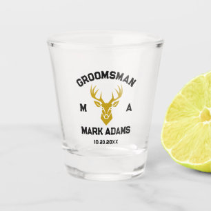 Elegante Groomsmen Gift Herten Hoofd Monogram Shot Glas