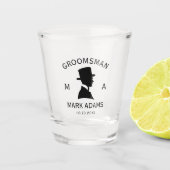 Elegante Groomsmen Man Pet Puit Monogram Shot Glas (Voorkant)