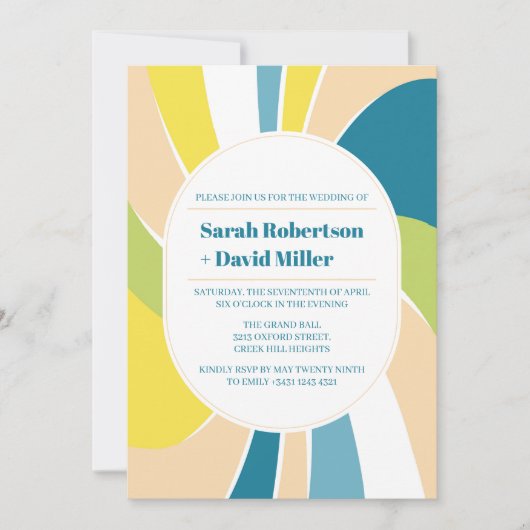 Elegante Groovy Abstract Waves Bruiloft Uitnodigin Kaart (Voorkant)