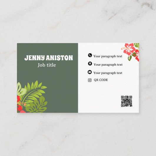 Elegante Groovy Floral Modern - trendy tweepersoon Visitekaartje (Achterkant)