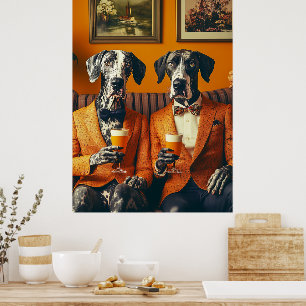 Elegante Grote Deen Honden Sinaasappel pakken Poster