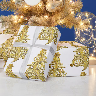 Elegante Grote Gouden Filigraan Kerstboom Cadeaupapier