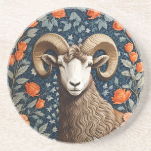Elegante grote hoorn schapen William Morris geïnsp Zandsteen Onderzetter