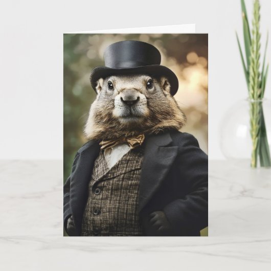 Elegante Groundhog Gentleman Funny Feestdagen Kaart (Voorkant)