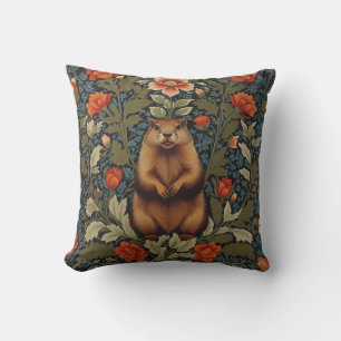 Elegante Groundhog William Morris Geïnspireerd Kussen