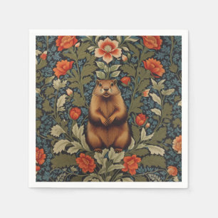 Elegante Groundhog William Morris Geïnspireerd Servet
