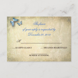 Elegante grungy oude canvas bruiloft RSVP Kaartje