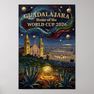 Elegante Guadalajara Voetbal Kunst 2026 Stadion Poster