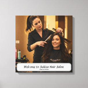 Elegante Haarsalon Aangepaste Naam Canvas Print