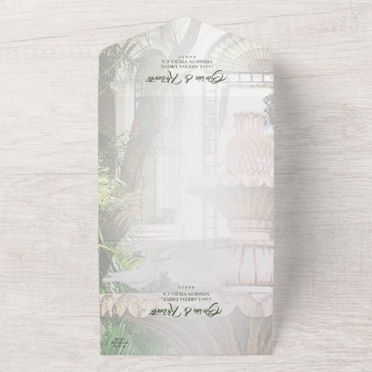 Elegante hacienda & witte duiven Mexicaanse bruilo All In One Uitnodiging (Buitenkant)