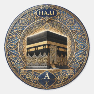 Elegante Hajj Mabrur Kaaba Illustratie Ronde Stick Sticker