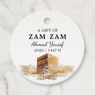 Elegante HAJJ MABRUR Zam Zam-water Bedankjes Labels