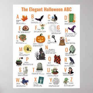 Elegante Halloween ABC Poster | Vintage stijl jare
