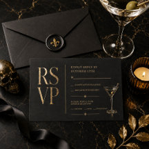 Elegante Halloween-cocktail RSVP-insteekkaart