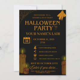 Elegante Halloween-feestuitnodiging – Griezelnacht Kaart
