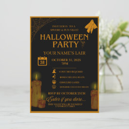 Elegante Halloween-feestuitnodiging – Griezelnacht Kaart