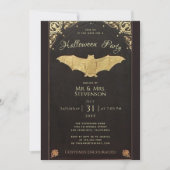 Elegante Halloween Gold Bat Black  Kaart (Voorkant)