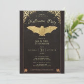 Elegante Halloween Gold Bat Black  Kaart (Staand voorkant)