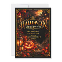 Elegante Halloween Pompoen Feest Uitnodiging